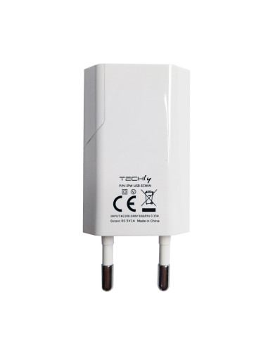 Caricatore USB 1A Compatto Spina Europea Bianco