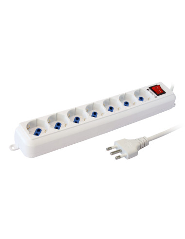 Multipresa 7 Posti Italiana Bipasso / Schuko Cavo 3 metri