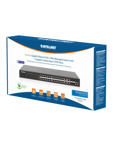 Switch 24p. Gigabit Ethernet PoE+ con 4p. Gigabit Combo Base-T/SFP