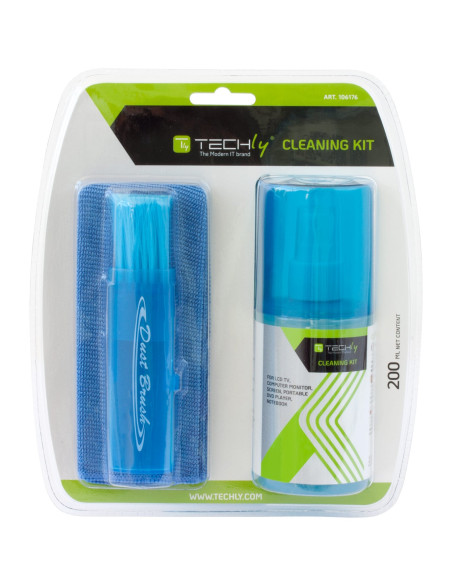 Kit di Pulizia per Monitor LCD 200ml con Panno Microfibra e Pennello