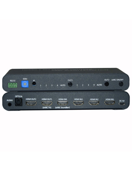 Switch Matrix HDMI 4x2 8K con Estrattore Audio Esterno