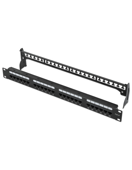 Pannello Patch UTP 24 Posti RJ45 Cat.6 con Barra Gestione Cavi