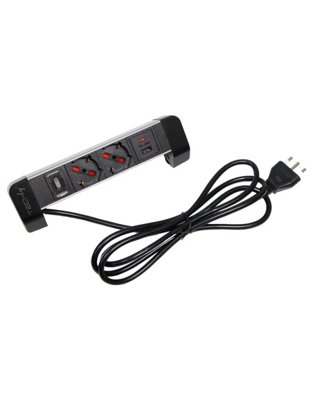 Multipresa da Tavolo 2 prese Italiane Bipasso 1 USB-C&trade e 1 USB-A
