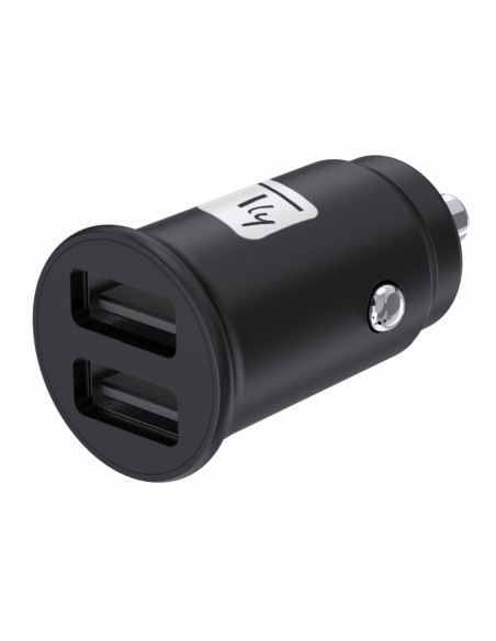 Mini Caricatore da Auto 2 Porte USB-A 5V/2.4A Nero