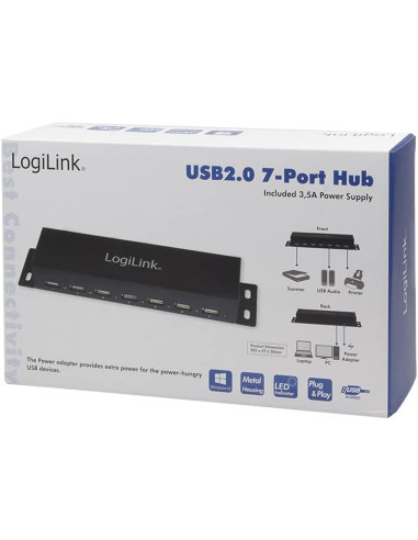Hub USB 2.0 7 Porte con Case Metallico