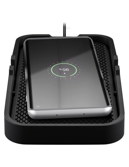 Caricatore Smartphone Qi Wireless da Auto 15W Silicone Nero