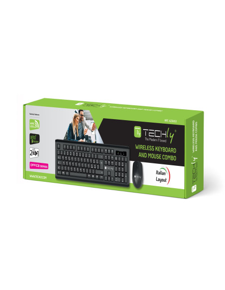 Kit Tastiera e Mouse 1600 Dpi Wireless Nero