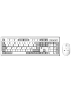 Kit Tastiera e Mouse 1600 Dpi Wireless Bianco e Grigio