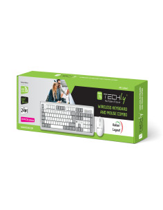 Kit Tastiera e Mouse 1600 Dpi Wireless Bianco e Grigio 2