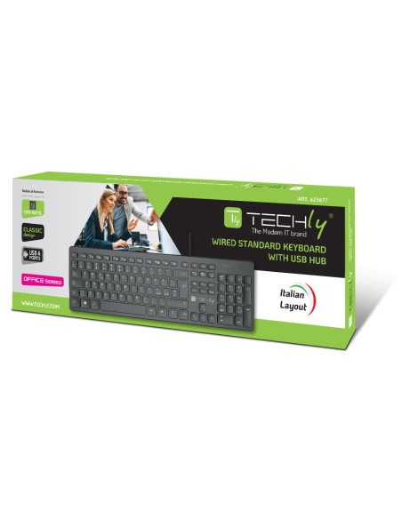 Tastiera USB Standard 109 Tasti Layout Italiano e Hub 3 Porte USB