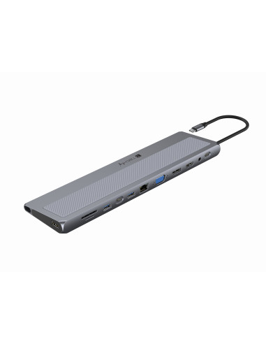 Docking Station 12 in 1 USB-C&trade Hub VGA HDMI DP RJ45 con Lettore Micro SD/SD