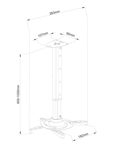 Supporto a Soffitto per Proiettori Estensione 60-102 cm Silver