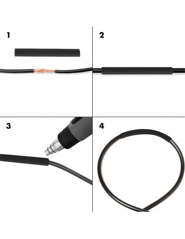 Set 300 Tubi Neri Guaina Termorestringente per Isolamento Cavi