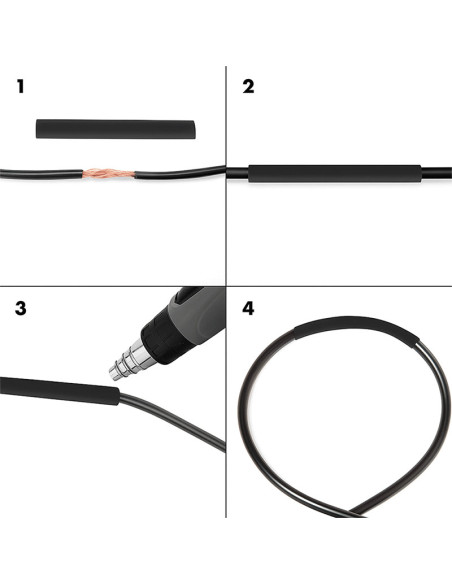 Set 300 Tubi Neri Guaina Termorestringente per Isolamento Cavi