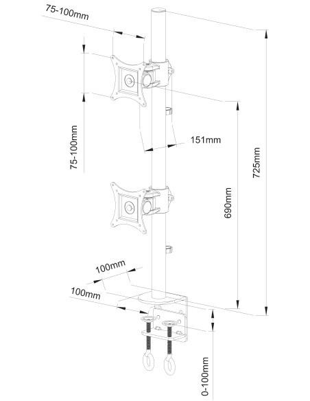 Supporto da Scrivania per 2 Monitor 13-27'' con Morsetto