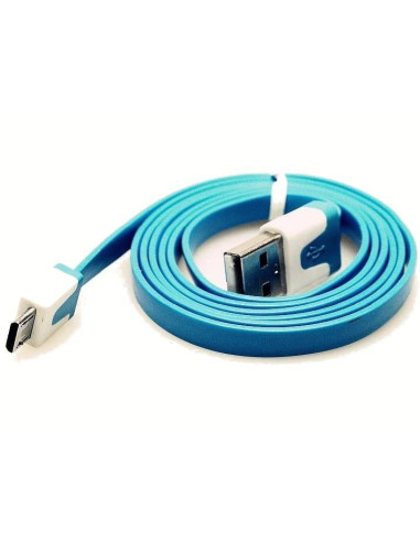 Cavo Flat USB AM a Micro USB M Azzurro 1m