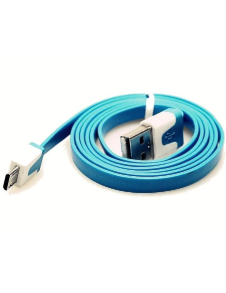 Cavo Flat USB AM a Micro USB M Azzurro 1m