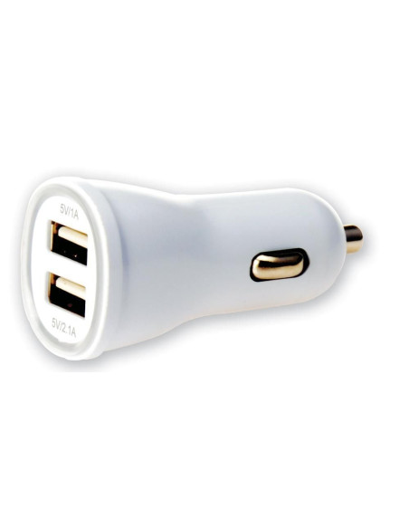 Caricatore da Auto Universale 2 Porte USB 5V 1A&2.1A Bianco