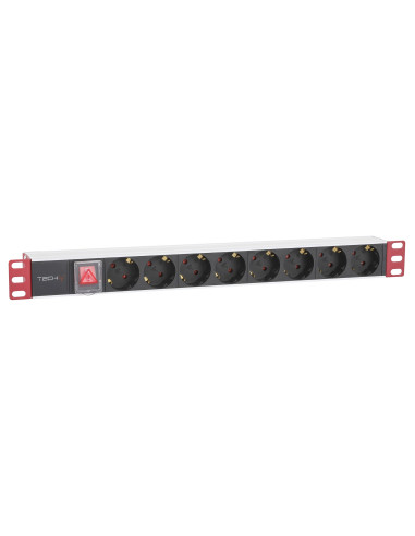 Multipresa 8 Posti da Rack 19'' con Interruttore Spina Schuko Angolata 1U