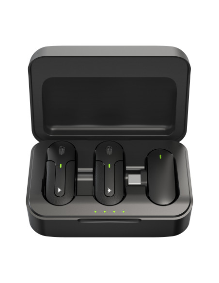 Set 2 Mini Microfoni Lavalier Wireless con Ricevitore USB-C&trade e Custodia di Ricarica