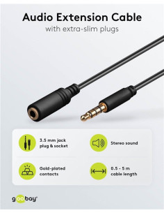 Cavo Prolunga Stereo 3.5 mm M/F 4Pin 3 m Nero 2