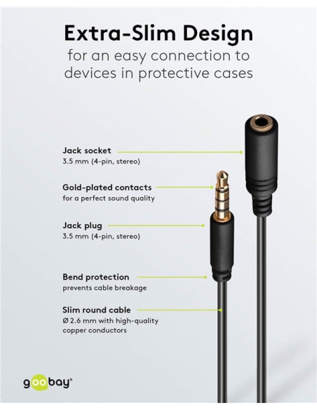 Cavo Prolunga Stereo 3.5 mm M/F 4Pin 3 m Nero