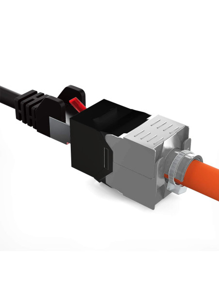 Frutto Keystone RJ45 Cat.6A UTP Tool-Free Nero Grigio