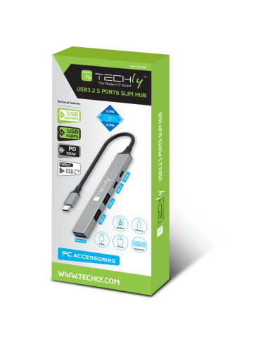 Hub USB 3.2 a 5 porte USB-A/USB-C&trade Slim in Metallo