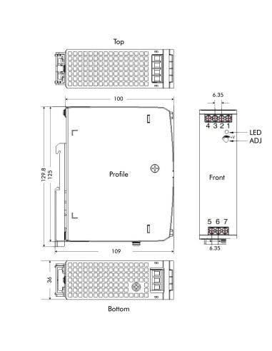 Alimentatore su Guida DIN 48V 2