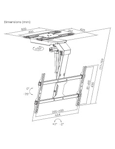 Supporto TV Motorizzato da Soffitto Inclinabile Integrazione Smart Home per TV da 37 a 75'' 2