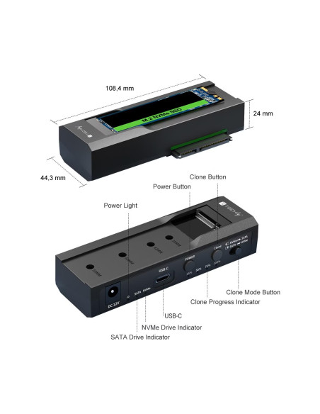 Adattatore/Duplicatore per HDD/SSD SATA da 2