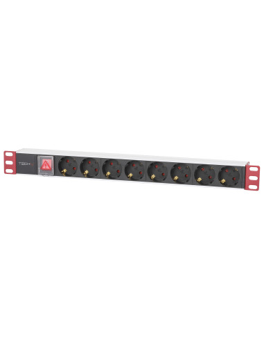 Multipresa 8 Posti da Rack 19'' con Interruttore Spina Schuko Angolata 1U