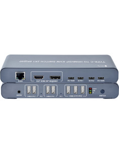 KVM Switch 2x1 USB2.0 Tipo C&trade a HDMI/DP 8K@60Hz PD100W Nero