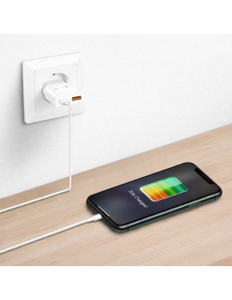 Caricatore Alimentatore USB-C&trade 20W e USB-A QC da Muro