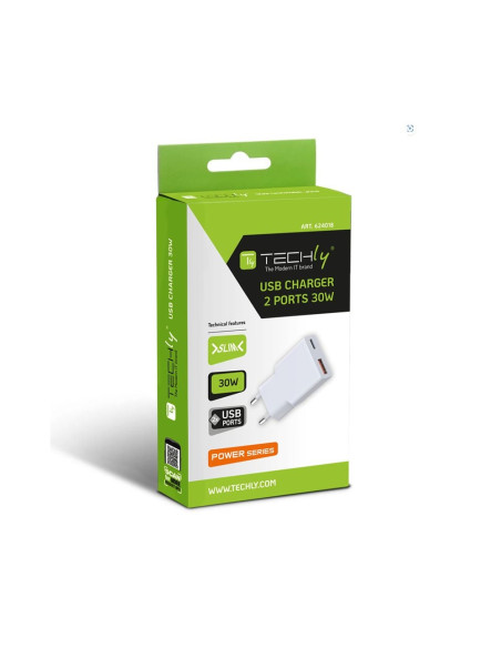 Caricatore Alimentatore USB-C&trade 30W e USB-A QC da Muro