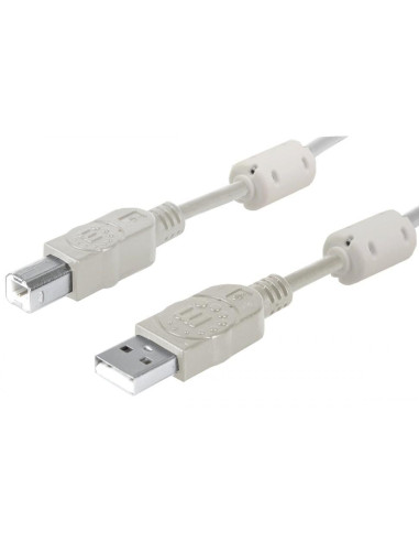 Cavo USB 2.0 A M / B M 1.8m con Ferrite Doppia Schermatura Grigio