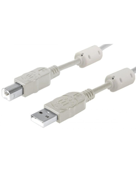 Cavo USB 2.0 A M / B M 1.8m con Ferrite Doppia Schermatura Grigio