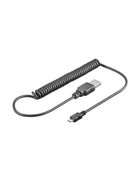 Cavo USB 2.0 Spiralato A maschio/microB 5 pin maschio 1m Nero