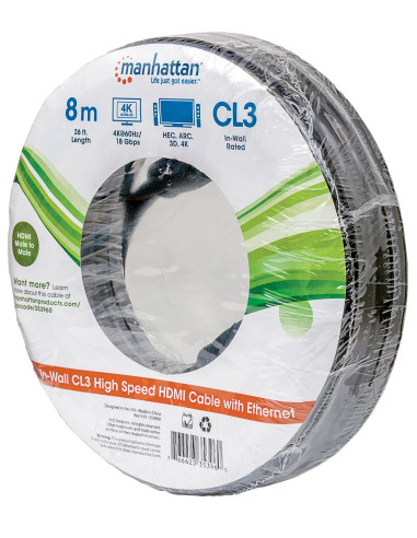 Cavo HDMI CL3 High Speed con Ethernet A/A M/M 8m Nero