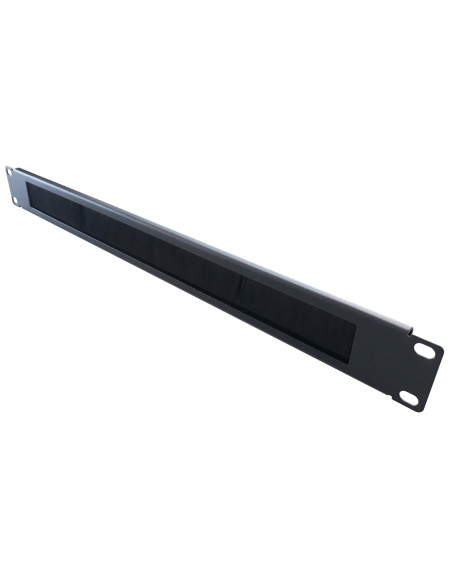 Pannello Passacavi 1U Forato con Spazzola Nero
