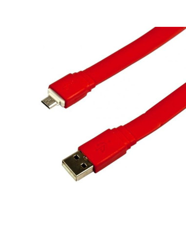 Cavo Flat USB AM a Micro USB M Rosa 1m