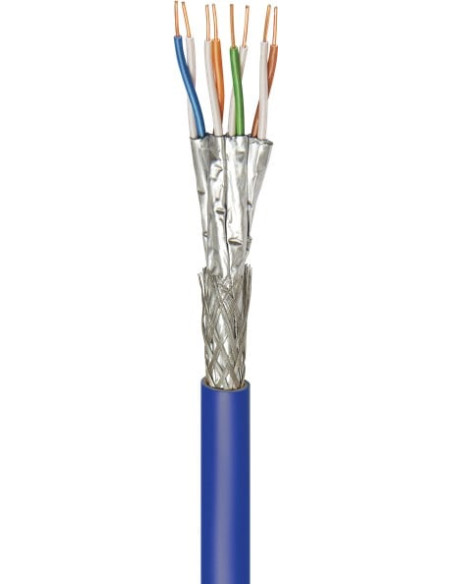 Bobina S/FTP Cavo Cat.7A+ Rame 500m Rigido PIMF B2ca Blu