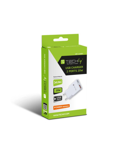 Caricatore Alimentatore USB-C&trade 20W e USB-A QC da Muro