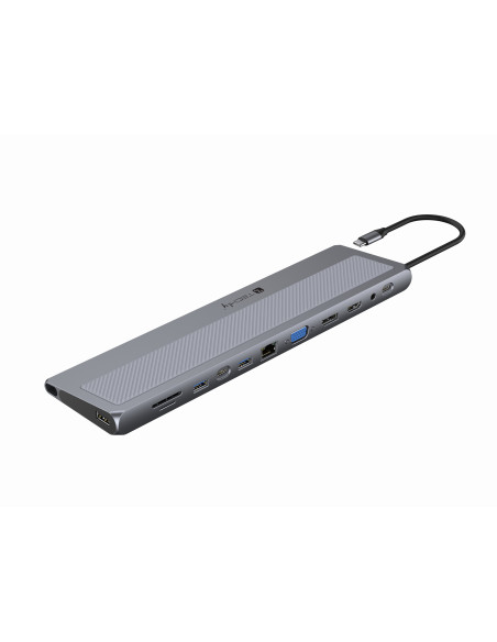 Docking Station 12 in 1 USB-C&trade Hub VGA HDMI DP RJ45 con Lettore Micro SD/SD