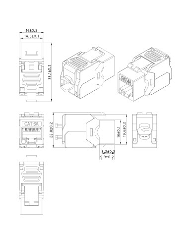 Frutto Keystone RJ45 Cat.6A UTP Toolless Bianco 3&micro