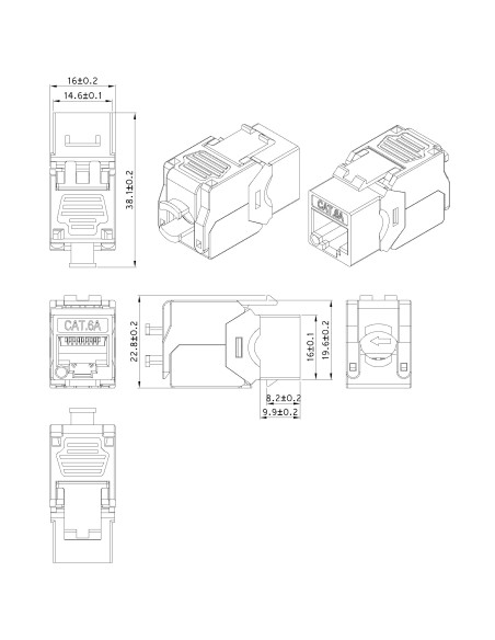 Frutto Keystone RJ45 Cat.6A UTP Toolless Bianco 3&micro