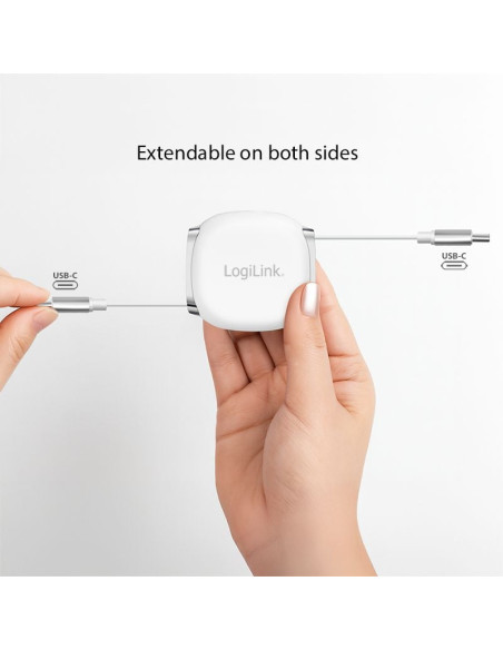 Cavo USB-C&trade Retrattile PD 60W 3A Compatibile Thunderbolt 3/4 1 metro Bianco