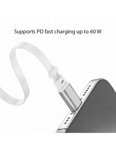Cavo USB-C&trade Retrattile PD 60W 3A Compatibile Thunderbolt 3/4 1 metro Bianco