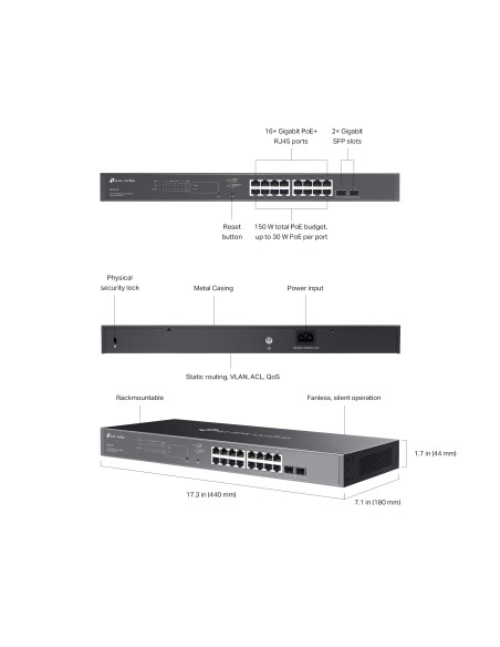 Switch Smart 16 Porte Gigabit PoE+