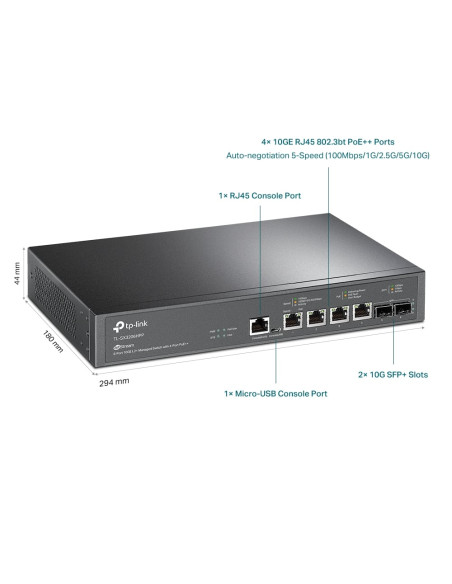 Switch Managed L2+ con 2 Porte 10 GE SFP+ e 4 Porte 10GE PoE++ Jet Stream
